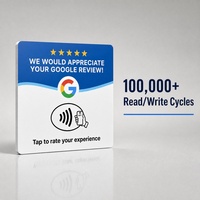 Panneau NFC Google Review : Tappez pour noter – Support de carte en acrylique pour demandes de commentaires 5 étoiles pour restaurants, cafés et comptoirs de vente au détail