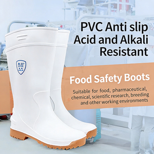 Lyle SF-<strong>11</strong>-03 Rain <strong>Boots</strong> PVC <strong>Boots</strong> Acid and Alkali Resistant High <strong>Boots</strong> Waterproof and Anti slip White Food Factory Special - Product Image 1