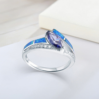Nouvelle Bague Opale Femme 2026 en Forme de Marquise avec Zircon Tanzanite et Pierre CZ, Bijou Tendance pour Femme et Homme