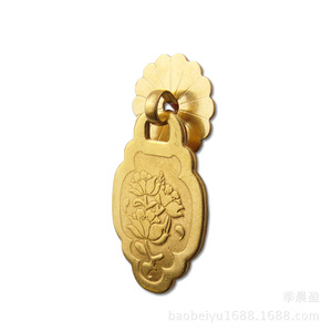 Chengyu Chinese Style <b>Copper</b> Cabinet Handle Lotus Flower Design Novelty Shape Durable Polished Finish - Product Image 5