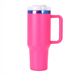 40oz capacidad doble capa mate de tapa acero inox termo bala arcoíris/rosa/oro/azul borde vástago vaso copa de vino con mango - Product Image 3
