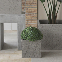 Pots de fleurs/jardinières carrés minimalistes modernes avec finition en ciment naturel, écologiques, durables, décoration pour la maison et le jardin