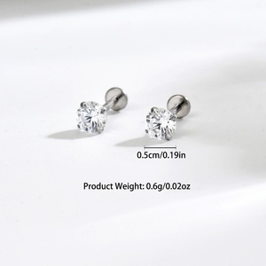 Boucles d'oreilles clous en acier inoxydable plaqué or avec zircon, hypoallergéniques, pour mariage, fiançailles ou cadeau - Product Image 2
