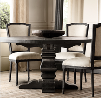 Table à manger vintage en chêne, pieds tournés, style rustique, rectangulaire, bois vieilli