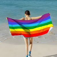 100% Recycled Microfiber Beach Towels Yellow Striped Compact Lightweight Quick Dry Stripe Sand Free Beach Towel