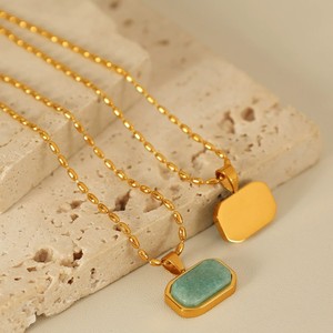 Collane con Ciondolo in Amazonite Impermeabile, Collane con Ciondolo in Pietra Naturale in Acciaio Inossidabile per Donne - Product Image 3