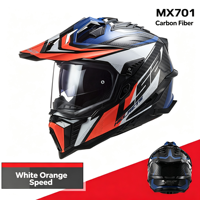 Nouveau casque de moto intégral en fibre de carbone LS2 MX701 pour la route, le motocross et les courses, double visière anti-buée, homologué ECE, toutes saisons