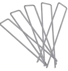 4 Inch 100 Pack 12 Gauge Galvanized Landscaping Fabric Pins Anti-Rust SOD Staples Ground Stakes For Ground Cover