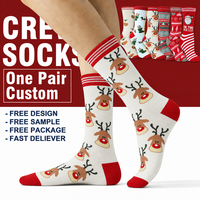 Chaussettes de Noël personnalisées avec logo, motif renne, douces, chaudes et confortables, chaussettes mi-hautes, cadeau de Noël, vente en gros en stock, chaussettes pour hommes