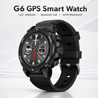 Montre connectée GPS de sport G6 pour homme, prix de gros, écran AMOLED 1,43'', appels Bluetooth, étanche 5ATM