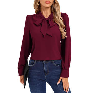 Blusa de Gasa Transpirable con Cuello Redondo y un Solo Botón, Elegante, de Color Sólido, para Oficina, Verano, para Mujer - Product Image 4