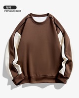 Sudadera de cuello redondo para hombre, estilo retro, tendencia urbana, con parches y diseño lavado, tejido cálido y bordado, para otoño e invierno