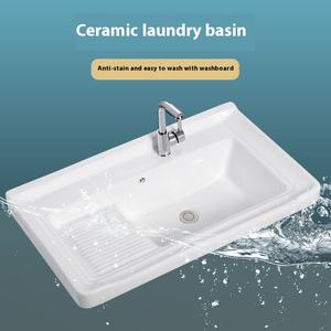 Vente en gros de cuvette de blanchisserie en céramique installation profonde de comptoir de cuvette de salle de bains lavabo de salle de bains avec <span class=keywords><strong>la</strong></span> planche à laver - Product Image 3