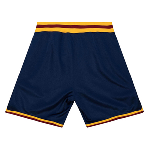Shorts de basketball pour hommes bleu marine avec bande latérale jaune et rouge, taille élastique, logo sur la jambe droite, décontracté, grande taille, en maille tissée - Product Image 2
