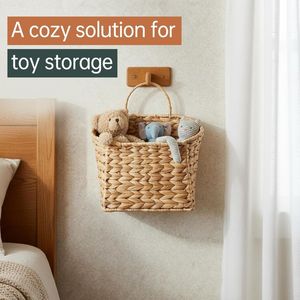 Set <span class=keywords><strong>di</strong></span> 2 Cesti Portaoggetti da Parete in Giacinto d'Acqua Naturale Intrecciato, Stile Rustico per Casa <span class=keywords><strong>di</strong></span> Campagna, per Fiori, Posta, Piante - Product Image 6
