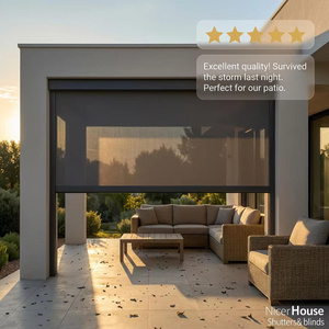 Stores à enroulement OEM pour pergola extérieure, stores manuels à fermeture éclair <span class=keywords><strong>avec</strong></span> protection contre le vent pour ombrage <span class=keywords><strong>latéral</strong></span> - Product Image 5