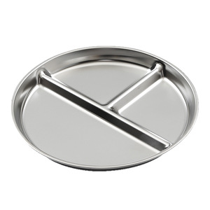 Stainless Steel Divided Plate 304 Round Gold Silver Household Weight Loss Dining Plate Microwave Safe Anti Fall - Product Image 2