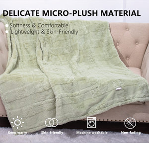 Inverno Quente Soft Rabbit <span class=keywords><strong>Fur</strong></span> e Sherpa <span class=keywords><strong>Fur</strong></span> Throw Cobertor Elétrico para Sofá-cama Sofá - Product Image 3