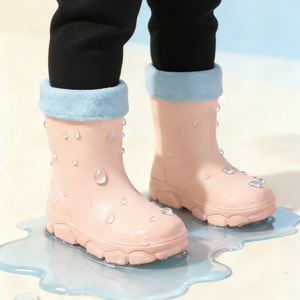 Botas de lluvia para niños, de caña alta, impermeables, antideslizantes, de goma, para niños y niñas, para deportes al aire libre, de color sólido. - Product Image 2
