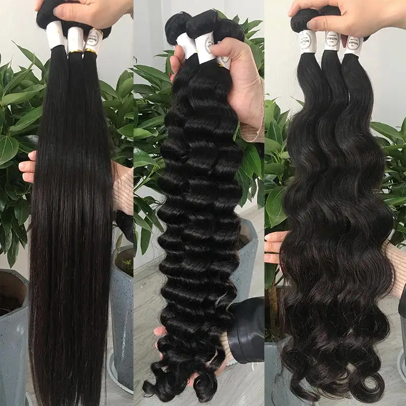Бесплатный образец 10 А 40-дюймовые вьетнамские необработанные волосы, перуанские человеческие волосы, двойные вытянуты человеческие волосы