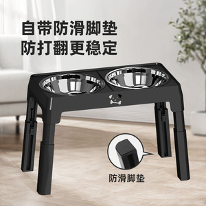 Foldable Height Adjustable Dog Bowl Stainless Steel Double Feeding <b>Tray</b> For Small Medium Dogs Pet Feeder With 8Cm <b>Folded</b> Height - Product Image 4