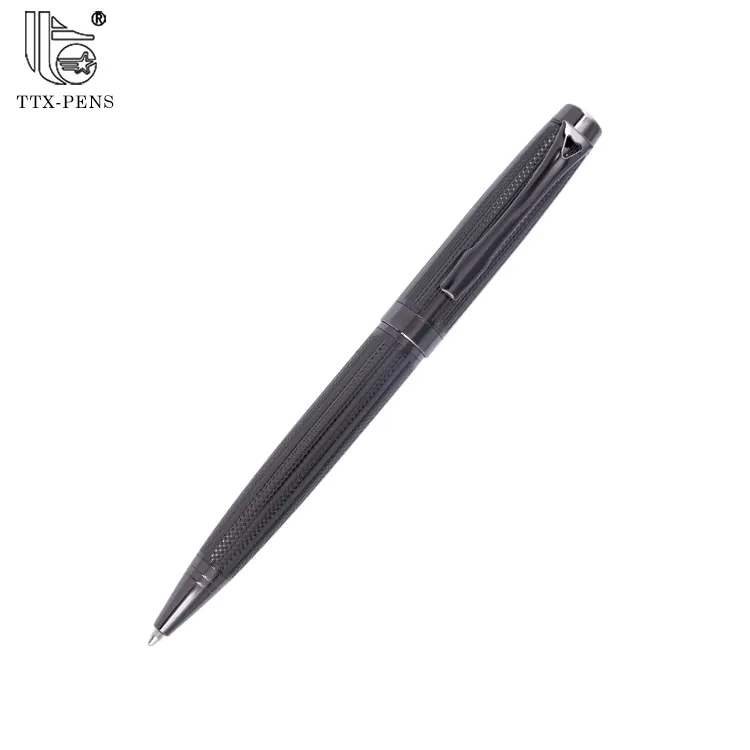 TTX-Bolígrafo de punta de bola aceitoso para publicidad, logo personalizado, tallado de metal, negro, ejecutivo, de lujo, venta al por mayor