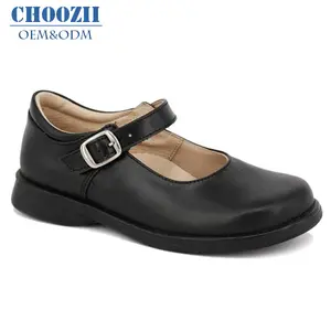 Choozii School Shoes New Arrivals High-end Fancy Kids Buckle Genuine Leather Children Black School Shoes For Girls