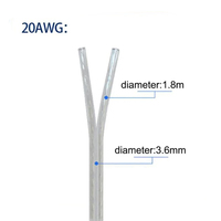 28/26/24/22/20/18AWG 2468 Cable eléctrico de cobre estañado Flexible de 2 núcleos Cable paralelo transparente para fuente de alimentación de CC de luz LED