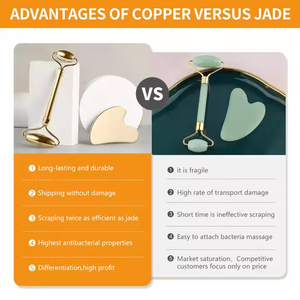 2025 logotipo personalizado antienvejecimiento cobre Natural masajeador <span class=keywords><strong>Facial</strong></span> en forma de corazón Gua Sha juego de rodillos de latón Gua Sha juegos de herramientas - Product Image 5
