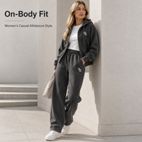 Sweat-shirt zippé à coupe ample avec capuche et pantalon à taille élastique en molleton de coton chaud pour l'entraînement, le jogging et le fitness