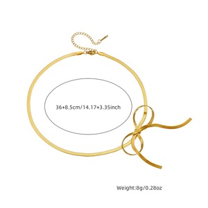 Bowknot Snake Chain Necklace Gold Plated Stainless Steel Fashion Pendant For Gift - Product Image 4