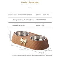 Accessoires pour animaux de compagnie : Double gamelle en acier inoxydable avec base en PP, design nœud papillon, pour chats et chiens, pour l'alimentation et l'eau