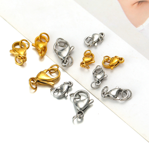 Fermoir de homard plaqué or 18 carats en acier inoxydable à la mode avec deux anneaux de saut pour bijoux collier bracelets faisant des accessoires - Product Image 3