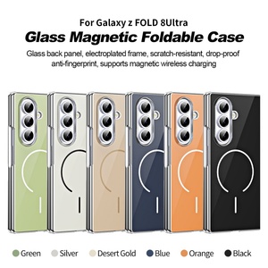 Étui de téléphone magnétique avec panneau arrière en verre tendance pour Samsung Fold 8 3 4 5 6 7 avec protection d'écran avant, placage antichoc - Product Image 2