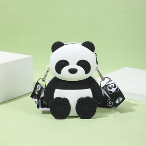 Silicone Waterproof Coin Purse Shoulder <strong>Bag</strong> with Zipper Closure Cartoon <strong>Panda</strong> Design for Kids Unisex Children's Handbag - Product Image 4