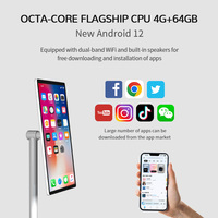 Televisor Inteligente Portátil Blanco de 21.5 Pulgadas con Android 13, 6GB+128GB, Full HD 1080p, Pantalla Táctil de 10 Puntos, Ruedas Móviles, Señalización Digital Interactiva
