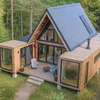 Maisonnette préfabriquée de luxe de 20 pieds pour complexe hôtelier Airbnb, maison modulaire préfabriquée avec loft, villa extérieure avec jacuzzi et balcon en acier
