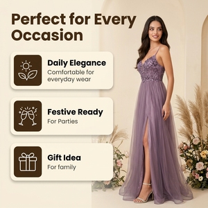 Luxury Design Evening Gown Chiffon <b>Tea</b>-Length Halter Neck Spaghetti Strap A-Line Silhouette Wedding Party Dress with High Slit - Product Image 3