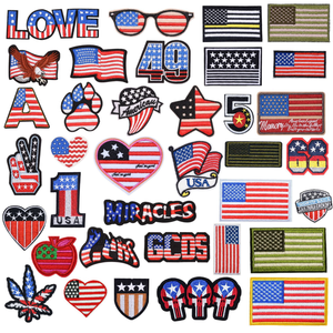 Independence Day Decoration Custom Embroidered USA Flag <b>Patch</b> for Badges PVC <b>Sew</b>-<b>on</b> or Iron-<b>on</b> Made of Chenille Fabric - Product Image 4