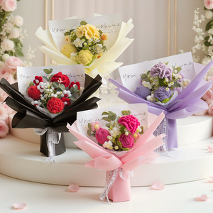 Regalos Más Vendidos para el Día de la Madre, Ramo de Flores Tejidas a Crochet, Ramo de Claveles - Product Image 1