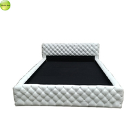 Lit de luxe design capitonné en cuir véritable, lit king-size, lit queen-size, cadre en bois pour villa, chambre à coucher