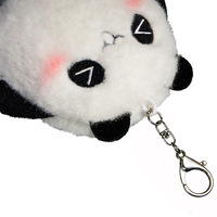 Porte-clés peluche Panda rond épais Kawaii en stock très vendu Porte-clés Panda en peluche dessin animé de 8cm