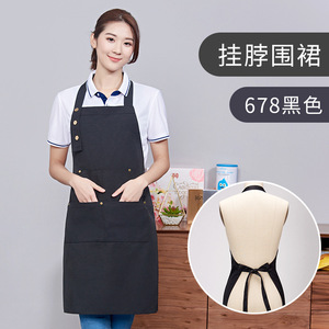 Delantal de lona gruesa ajustable con correa para el cuello, impermeable, a prueba de aceite, unisex, con logotipo personalizable para restaurantes y hoteles - Product Image 2