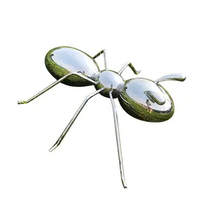 2023 New Product Promotion Gift Metal Crafts Ant Stainless Steel Sculpture With Custom Flag