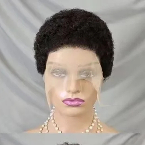 Ultima Novità: Parrucca in Capelli Vergini a Taglio Basso 13x4 Full Lace Frontal Pixie Curly, Parrucca <span class=keywords><strong>Afro</strong></span> Ricci Brasiliana in Capelli Umani, Vendita Calda all'Ingrosso - Product Image 1
