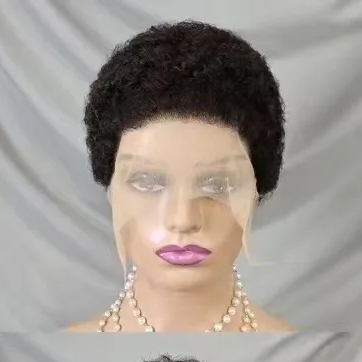 Latest Low Cut Virgin Hair Wig 13x4 Full Lace Frontal Pixie Curly Wig Hot Selling Wholesale Brazilian Afro Curl Human Hair Wig