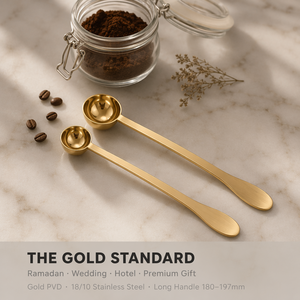 Gold PVD 18/10 Stainless Steel Mirror Finish Long Handle Measuring Spoon Set 6Pcs 1.25ml-15ml Restaurant Kitchen - Product Image 6
