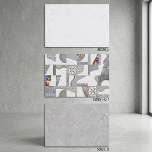 Carreaux muraux en céramique numérique noir et blanc de luxe, motif floral, 300x450mm, finition miroir brillante, pour les intérieurs d'hôtels et de villas - Product Image 3