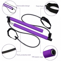 Barre d'exercice réglable pour yoga et Pilates, kit de barre en 2 sections, bande de résistance élastique en latex, résistance élevée 150 lb, portable