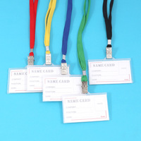 Foska DIY Design Inscriptible En Plastique Transparent Horizontal Nom Étiquettes Badge ID Porte-Cartes Avec Lanières À Col Plat Et Clip Durable